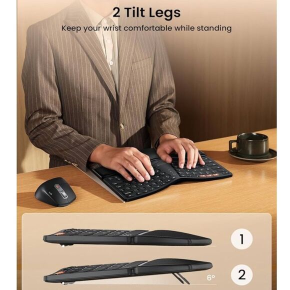 ProtoArc Bluetooth Ergonomic Keyboard Mouse, EKM04 - Picture 3 of 7